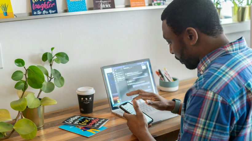 Customer making payment by phone