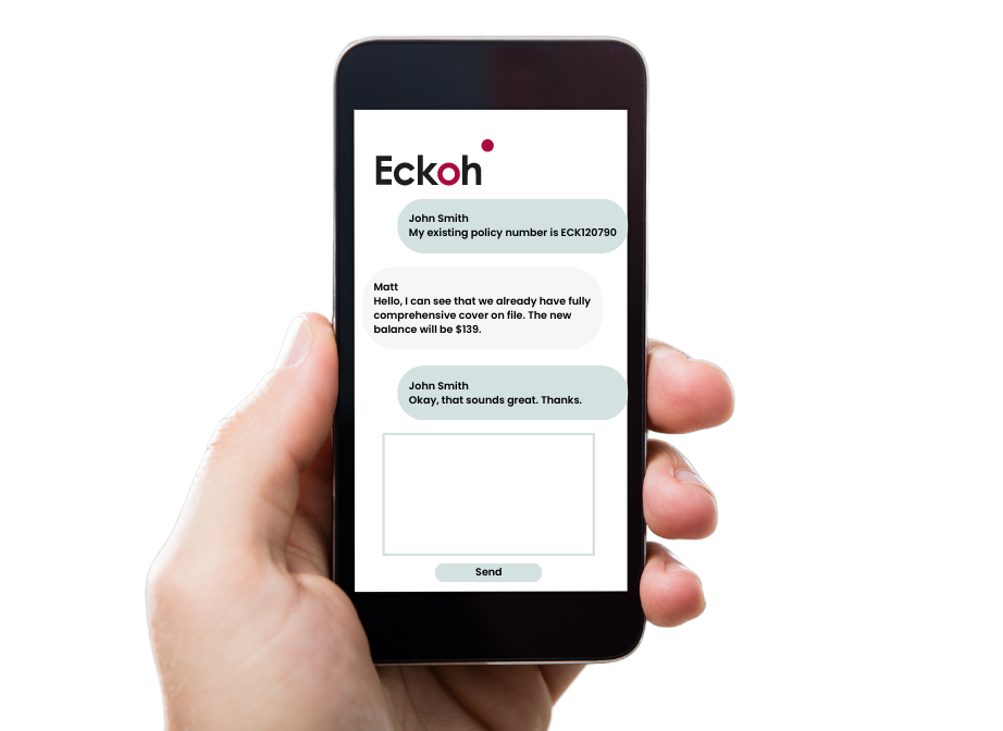 John Smith My existing policy number is ECK120790