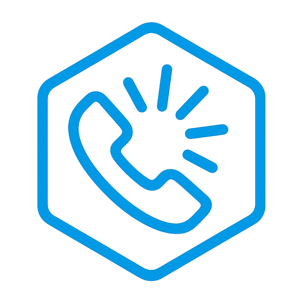 Create an icon that symbolizes a call being highlighted depicting a phone on a hexagonal backgroundIt should align to the style of our existing icons