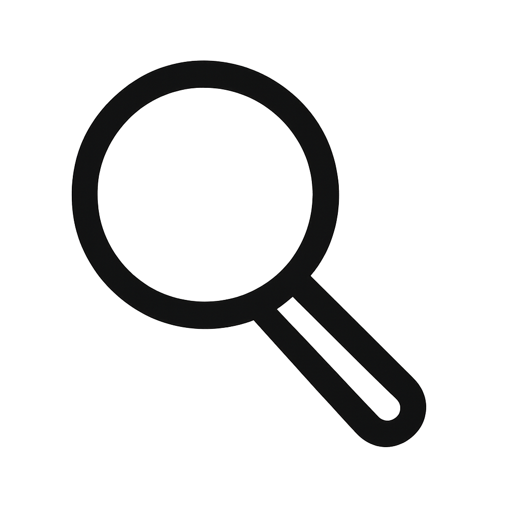 Create an icon that symbolizes search depicting a magnifying glassIt should align to the style of our existing icons ie bold simple line drawingsIt sh-1